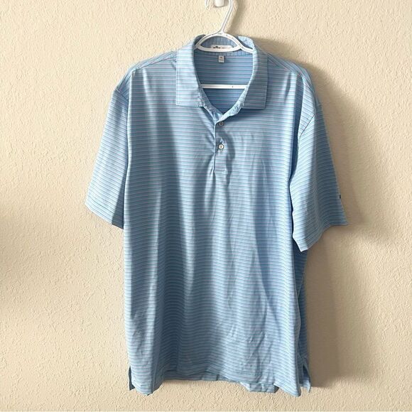 Peter Millar Summer Comfort Short Sleeve Polo Mens Size XL Golf Striped Blue - Picture 1 of 6